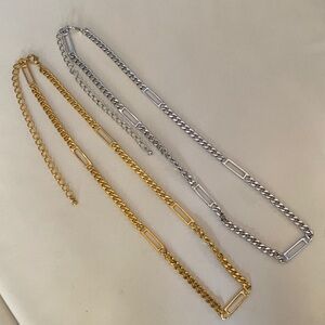 Stylish Gold and Silver Cuban Link Chain Belts/Necklaces (2)